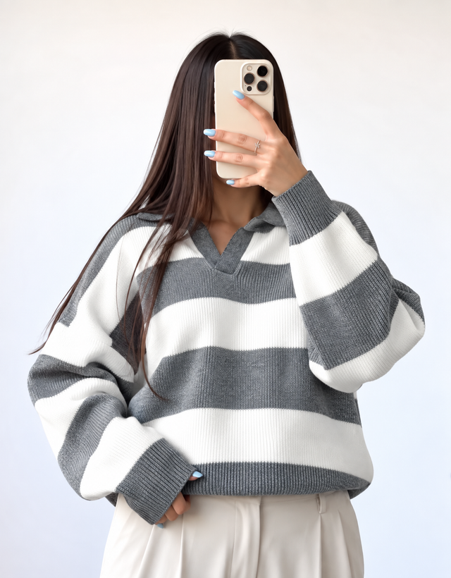 پولوشرت بافت راه راه زنانه ترند
